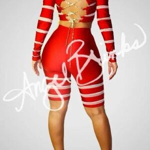 Angel Brinks “Major” Red Striped Two-Piece Set